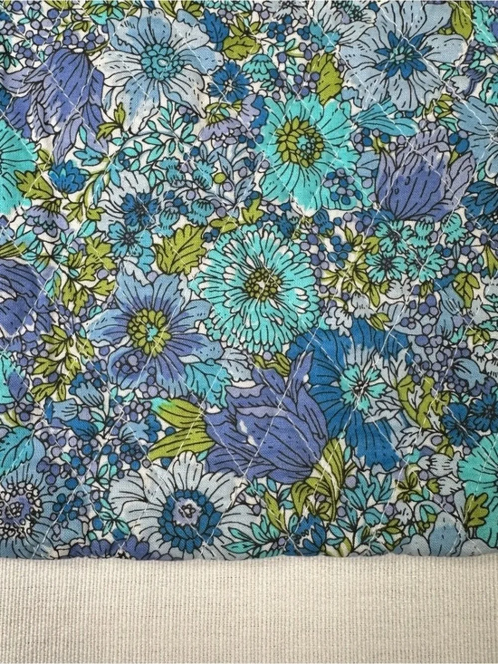 Quilted Floral Hobo Sling Bag Purse‎ Blue Boho Cloth Hippie Festival 70s Retro